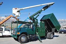 Bucket / Tree Truck Chipper Box Ford Altec 63' Boom Cummins Diesel, Outriggers