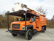 2008 GMC C7500 HI-RANGER XT-55 BOOM/BUCKET CHIPPER DUMP TRUCK FORESTRY ARBORIST